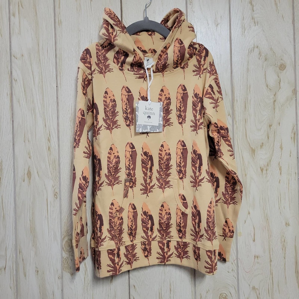 Kate Quinn Watercolor Feather Long Sleeve Hooded Dress